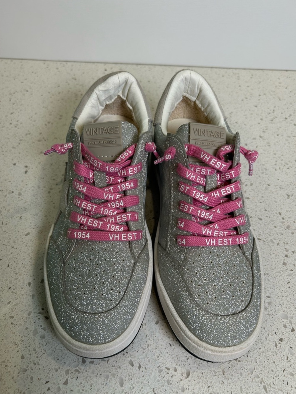 VINTAGE HAVANA Silver Checkered Harlow SNEAKERS Size 7 - Picture 3 of 9